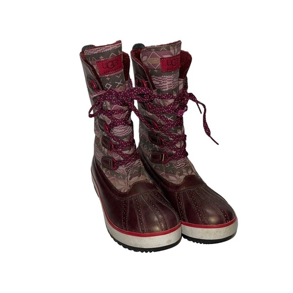 UGG Baroness Nordic Sugar Plum Burgundy Duck Boots Size 7 - Picture 2 of 8